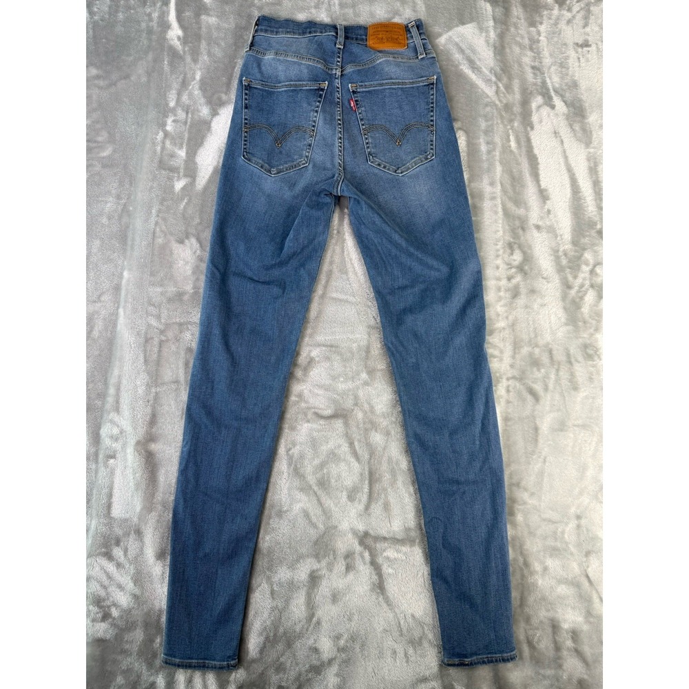 Levis Jeans Womens Blue Denim Mile High Super Skinny BIG E Premium Size 22x28 - Picture 9 of 13